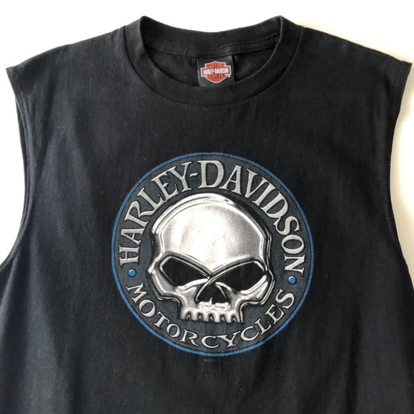 Harley-Davidson Men’s Black Skull Sleeveless Shirt - Picture 3 of 9